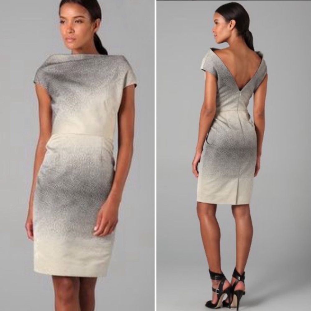 Lela Rose Sheath Dress Cocktail Cowl Neck Silk